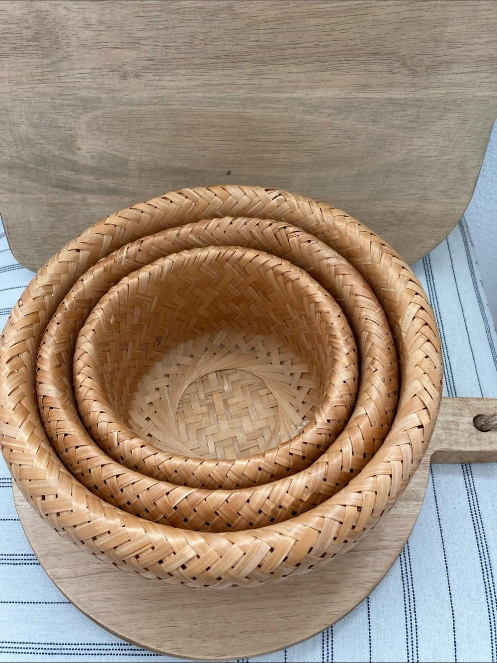 SALE! 70% Off Vintage Woven Rattan Decorative Bowl - Natural Tan Set of 3